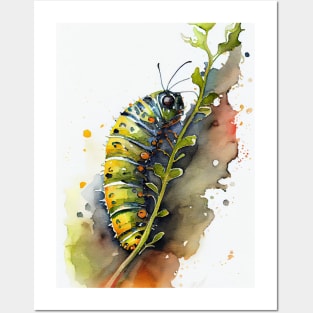 Caterpillar watercolor art Posters and Art